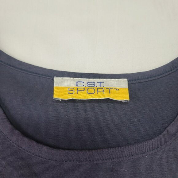 CST Sport Women's Short Sleeve Shirt Top Navy Blue White Red Stars Patriotic 3X - Picture 2 of 6